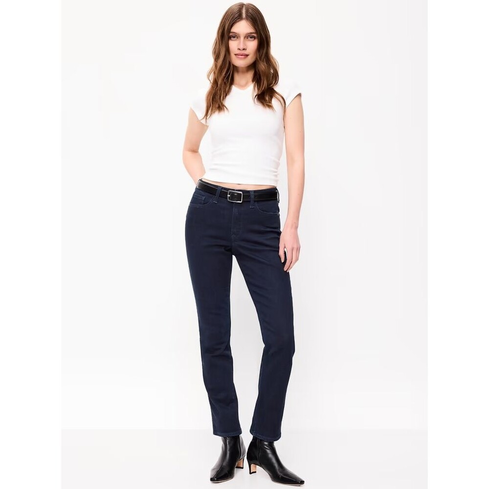 Old Navy Modern Slim Jeans Women 2 Petite Blue Dark Wash High Rise Stretch NEW